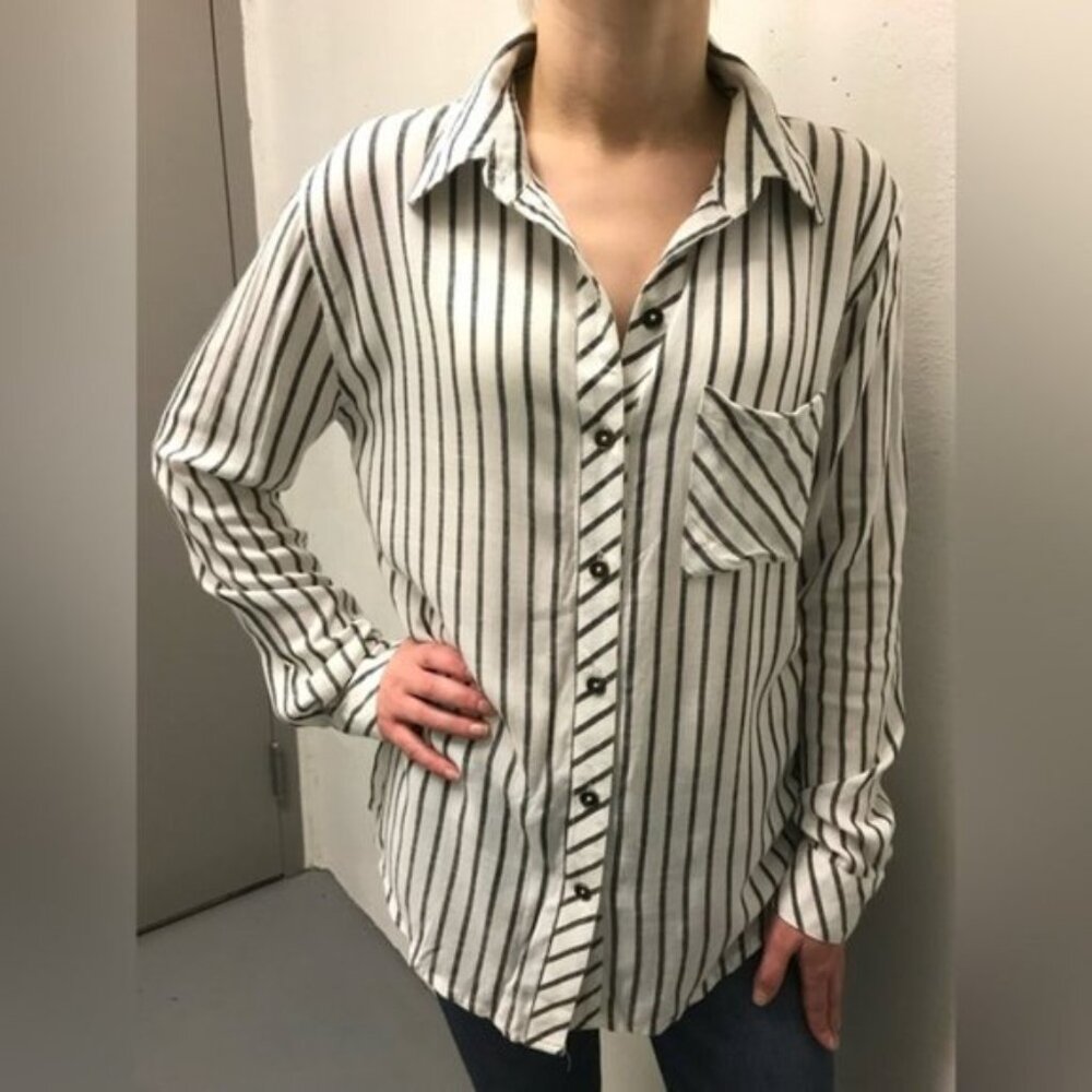 Anthropologie Ash & Ember Button Down Shirt Striped XS Festival Boho Western - Picture 8 of 16